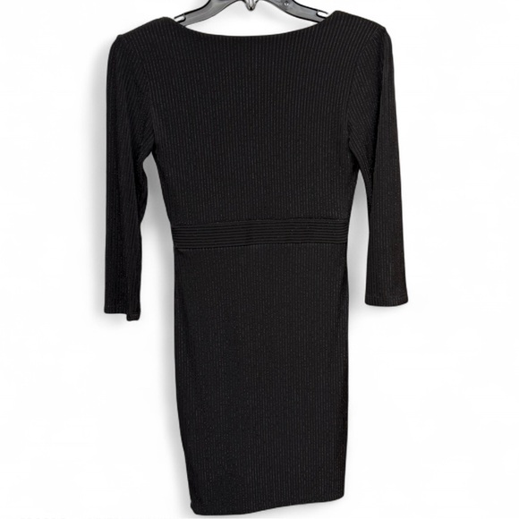 Forever 21 Black Metallic Ribbed V-Neck Mini Dress - Smalll - Picture 4 of 6